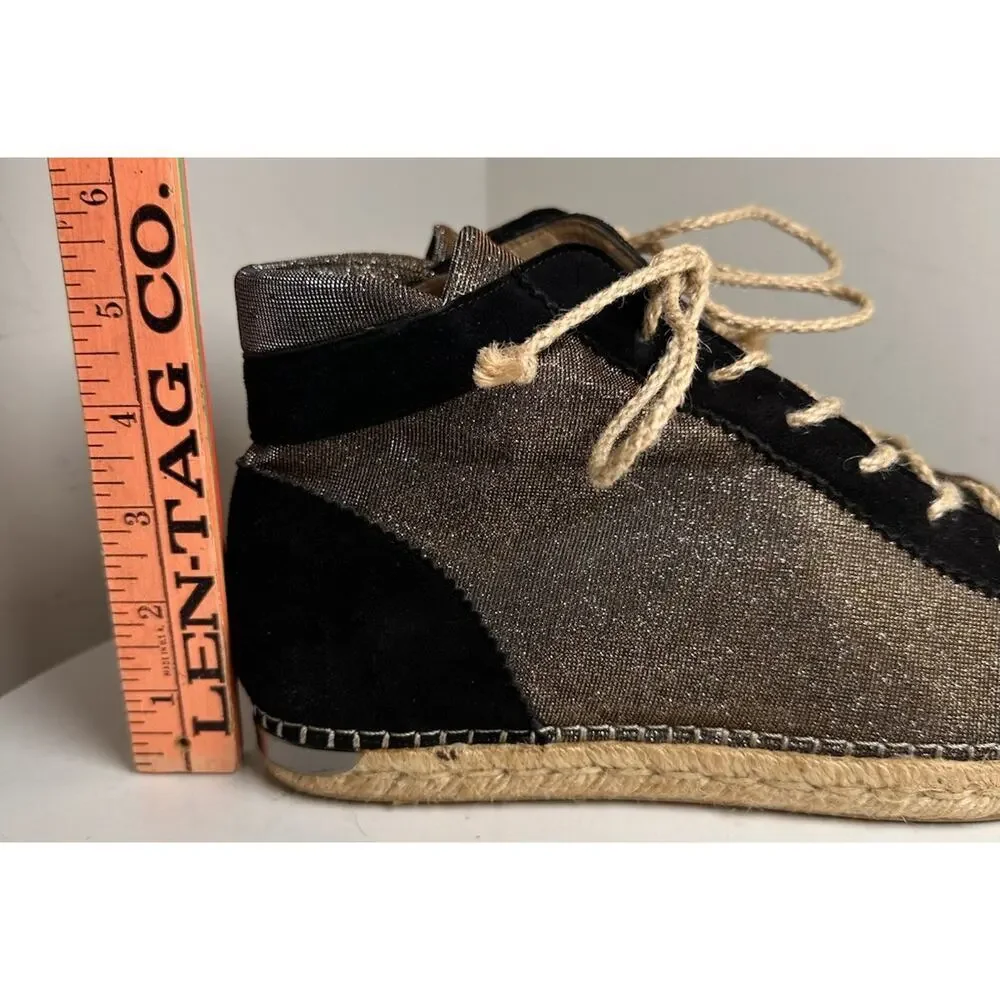 Stuart‎ Weitzman Metallic High Top Lace Up Espadrille Sneakers 9.5